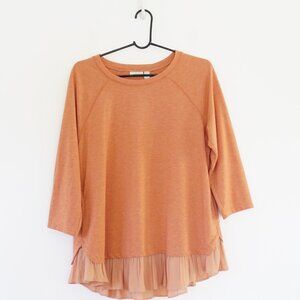 Logo Lounge Lori Goldstein Orange Boxy Flounce Top M